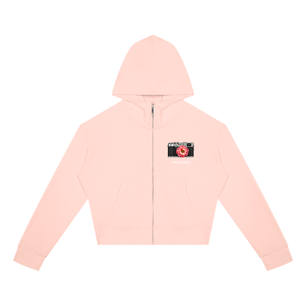 The Peony Prime | Women's Crop Full Zip Hoodie